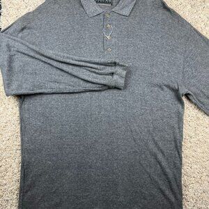NWOT Bugle Boy Company Gray Polo Sweater Size Medium Cotton Rayon Soft L/S